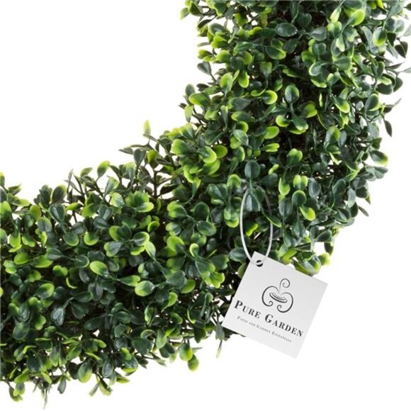 Pure Garden 19.5-Inch Boxwood Wreath - Round UV Resistant Artificial Spring - Picture 5 of 7